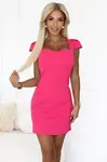 118-9 Mini dress with a nice neckline - pink