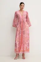 Šaty s příměsí hedvábí Hale BOB Mara růžová barva, maxi, 4YAS616A