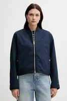 Bomber bunda Tommy Hilfiger tmavomodrá barva, přechodná, oversize, WW0WW45619