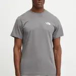 Bavlněné tričko The North Face Redbox šedá barva, s potiskem, NF0A87NPARX1