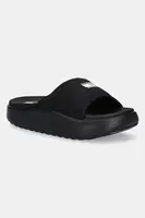 Pantofle Tommy Jeans COMFY POOL SLIDE dámské, černá barva, na platformě, EN0EN02765