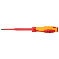Šroubovák plochý, izolovaný 1000V, 10 mm, délka 320 mm - KNIPEX 98 20 10 Délka: 202 mm, Velikost: 4 mm, Provedení: Standardní