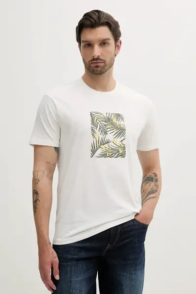 Bavlněné tričko Armani Exchange pánské, bílá barva, s aplikací, XM000758 AF13106