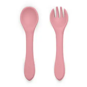Petite&Mars Take&Match Silicone Cutlery příbor Dusty Rose 6 m+ 2 ks