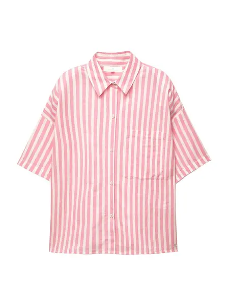 Pull&Bear Blúzka  ružová / šedobiela