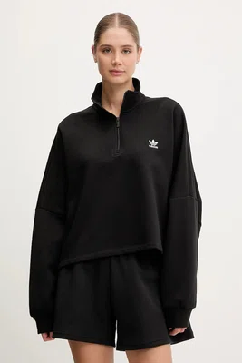 Mikina adidas Originals dámská, černá barva, hladká, IW0951
