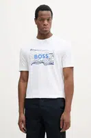 Bavlněné tričko BOSS Orange béžová barva, s potiskem, 50539186