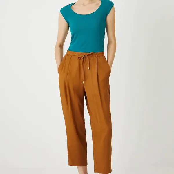 Kalhoty Medicine dámské, hnědá barva, široké, medium waist