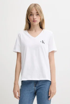 Bavlněné tričko Calvin Klein Jeans 2-pack dámské, černá barva, LV047C906G