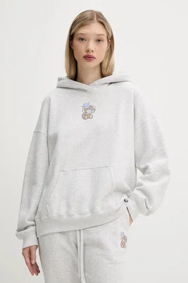 Mikina Hollister Co. dámská, šedá barva, s kapucí, s potiskem, KI352-5139