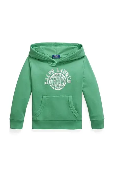 Mikina Polo Ralph Lauren zelená barva, s kapucí, s potiskem, 322971334001