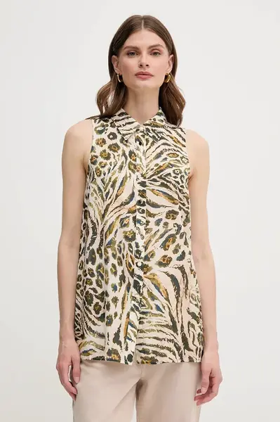 Košile Marc Aurel dámská, béžová barva, relaxed, s klasickým límcem, 6322-1000-93436