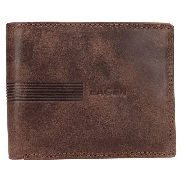 Pánská kožená peněženka Lagen Silaz - hnědá