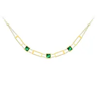 Preciosa Luxusní pozlacený náhrdelník Straight se zeleným křišťálem Preciosa 7390Y66