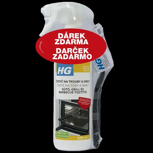 HG čistič na trouby a grily 500ml + kartáč