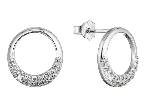 Evolution Group - Pavona Minimalistické stříbrné náušnice se zirkony 11528.1 crystal