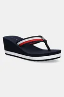 Žabky Tommy Hilfiger TH CORPORATE WEDGE BEACH SANDAL dámské, tmavomodrá barva, na klínku, FW0FW08520