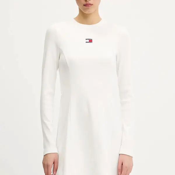 Šaty Tommy Jeans bílá barva, mini, DW0DW20666