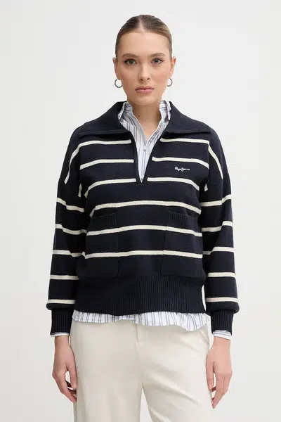 Svetr Pepe Jeans PRISCILLA dámský, tmavomodrá barva, lehký, PL702272
