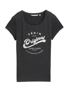 TOM TAILOR DENIM Tričko  tmavosivá / biela
