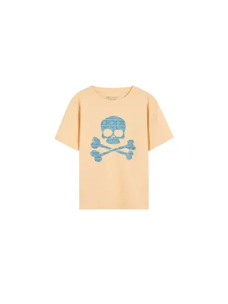 Scalpers Tričko 'Ikat Skull'  azúrová / broskyňová