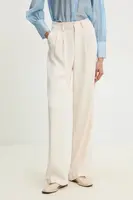 Kalhoty Answear.LAB dámské, béžová barva, široké, high waist