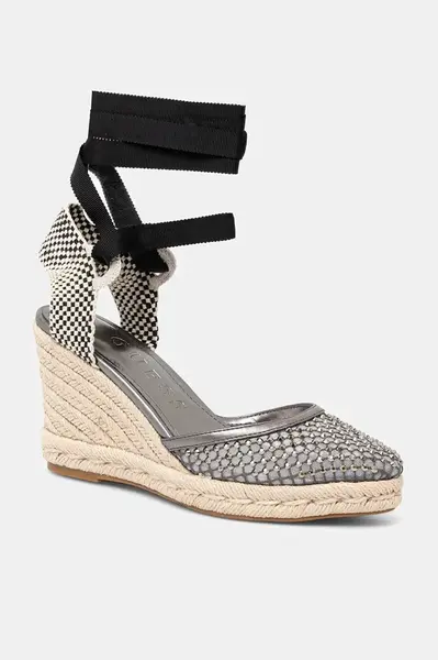 Espadrilky Guess CHARMI černá barva, na klínku, FLJCHA FAB04