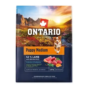 Ontario Puppy Medium Lamb & Brown Rice krmivo 2,25 kg