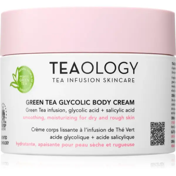 Teaology Green Tea Glycolic Body Cream hydratačný telový krém s vyhladzujúcim efektom 260 ml