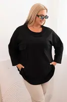 Kesi Włoski Dámska blúzka Plus Size s bavlnou, s vreckom a s podhodeným rukávom čierna