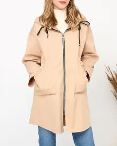 Resti Beige women's coat jacket with hood- Clothing