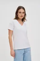Marisse White Cotton V-Neck T-Shirt