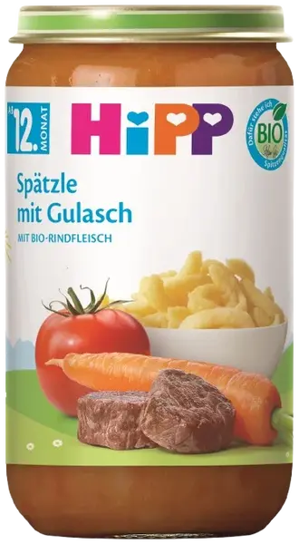 HIPP BIO Špecle a guláš a hovädzie mäso 250 g