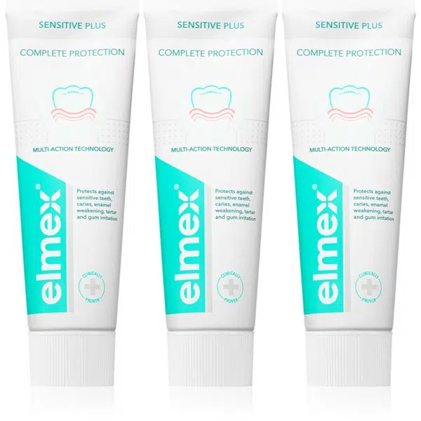 Elmex Sensitive Plus Complete Protection posilňujúca zubná pasta 3x75 ml
