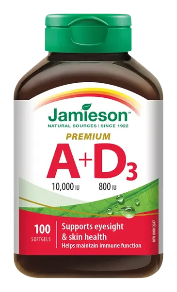JAMIESON Vitamín A a D Premium 10000 IU / 800 IU 100 kapsúl
