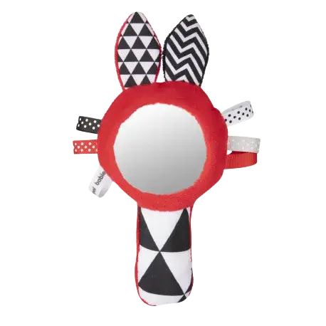 CANPOL BABIES Kontrastná pískacia činka so zrkadielkom SENSORY