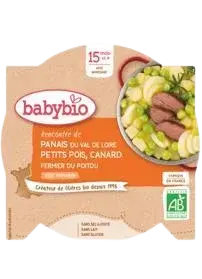 BABYBIO menu paštrnák s hráškom a farmárskou kačicou 260 g