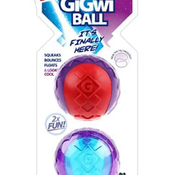 Hračka pes Gigwi Ball míček M 2ks karta pískající