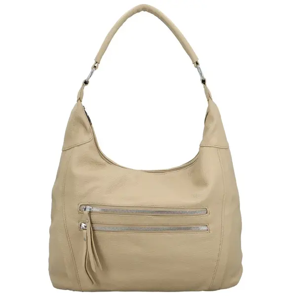 Módní dámská koženková kabelka na rameno Deliza, béžová