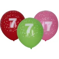 Balónik nafukovací 30cm - sada 5ks, s číslom 7