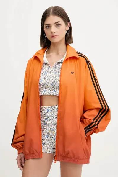 Mikina adidas Originals dámská, oranžová barva, s aplikací, JW7259