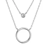 Evolution Group - Pavona Dvojitý stříbrný náhrdelník Kruh a zirkon 12111.1