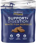 FISH4DOGS Pamlsky pre psy na podporu trávania s kúskami bielej ryby 225g