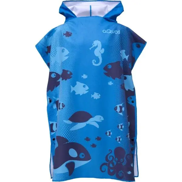AQUOS SEA PONCHO M Dětské pončo z rychleschnoucího materiálu, modrá, velikost