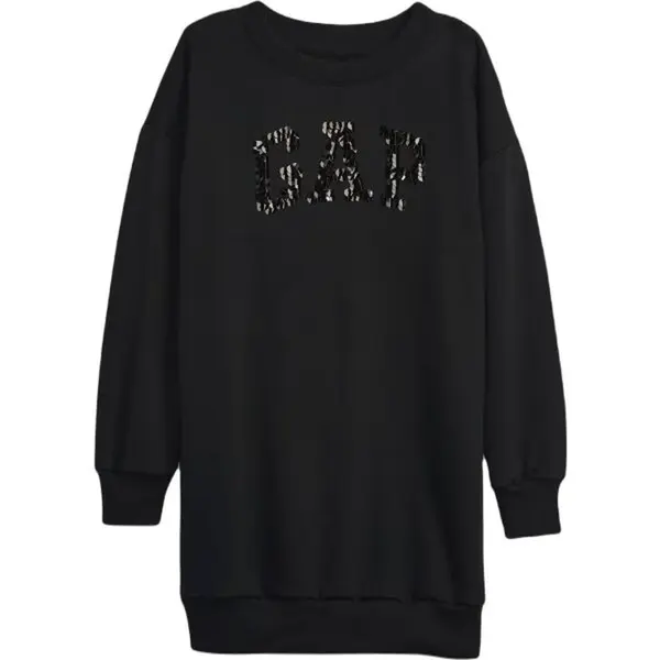 GAP FRCH FLEECE LOGO Dívčí šaty, černá, velikost