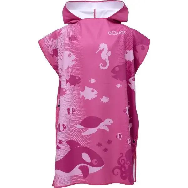 AQUOS SEA PONCHO M Dětské pončo z rychleschnoucího materiálu, růžová, velikost