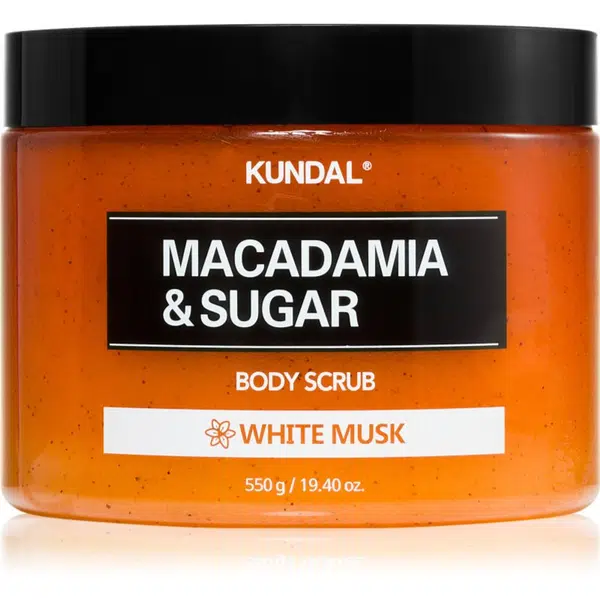 KUNDAL Macadamia & Sugar White Musk cukrový peeling s bambuckým máslem 550 g