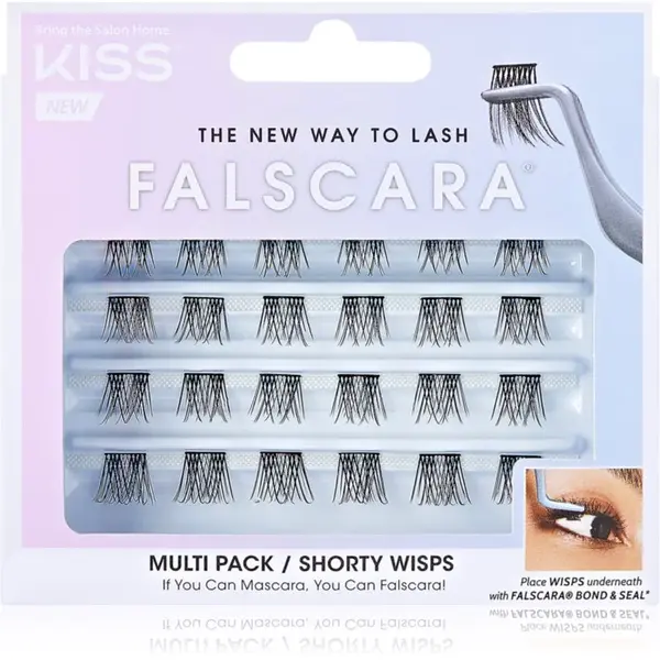 KISS Falscara Wisp trsové nalepovací řasy s uzlíkem Shorty 24 ks