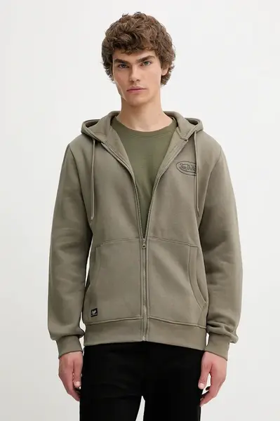 Mikina Von Dutch pánská, zelená barva, s kapucí, hladká, VD.1.SWZ.SLI