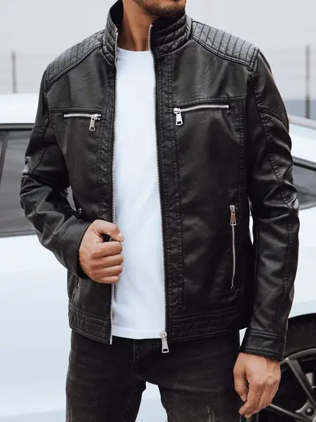 Kurtka skórzana męska czarna Dstreet